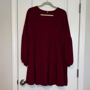 Chic Burgundy Tiered Dress
